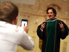 Kim Coates poses for his photos in the green room backstage at TCU Place after receiving his honorary doctor of letters in Saskatoon on June 6, 2017.