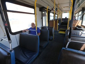 Ken Schulties is one of few passengers aboard the bus in Saskatoon on June 7, 2017.