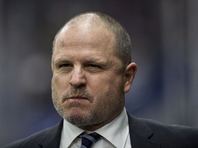 SASKATOON,SK--APRIL 22/2017-0424 Sports Rush- Saskatchewan Rush Head Coach & General Manager Derek Keenan looks on as his team takes on the Toronto Rock during National Lacrosse League action at Sasktel Centre in Saskatoon, SK on Saturday, April 22, 2017. (Saskatoon StarPhoenix/Liam Richards)