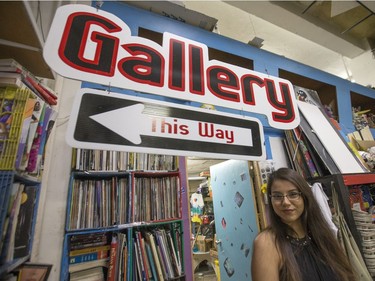 Tonia Bird waits in SCYAP before speaking at the opening of Urban Canvas' first exhibition To Be Continued . . .