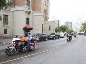 Bikers participate in the Ride for Dad rally for Prostate Cancer in downtown Saskatoon on June 17, 2017.