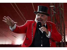 Ringmaster John Kennedy Kane at the Royal Canadian Family Circus SPECTAC! at the Wyant Group Raceway in Saskatoon on July 3, 2017.