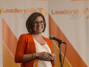 Niki Ashton speaks to the media following the the federal NDP fifth leadership debate at TCU Place in Saskatoon, SK on Tuesday, July 11, 2017.