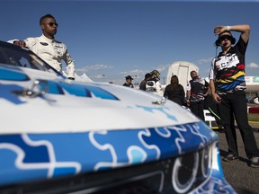 SASKATOON,SK--JULY 26 2017-2617-NEWS-NASCAR- Armani Williams (L) stands beside his car before the race during the NASCAR Pinty's series at Wyant Group Raceway in Saskatoon, SK on Wednesday, July 26, 2017. (Saskatoon StarPhoenix/Kayle Neis)
Kayle Neis, Saskatoon StarPhoenix