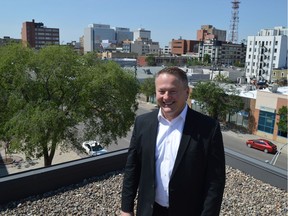 Saskatoon Coun. Darren Hill talks on the roof of Saskatoon City Hall about his intention to revive a report from an inquiry he made seven years ago about the feasibility of installing bee hives on the roof of city hall on Thursday, July 27, 2017. The City of Vancouver undertook a pilot project to install bee hives on the roof of city hall in 2010. (Matthew Olson/Saskatoon StarPhoenix)
(Matthew Olson / Saskatoon StarPhoenix)