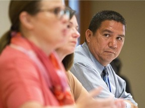 SHR Director of First Nations Health Services speaks at a press conference regarding an external review which was launched in January after aboriginal women came forward with concerns about being coerced into having tubal ligations after delivery. Photographed at Wanuskewin near Saskatoon, SK on Thursday, July 27, 2017.