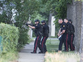 Police respond to a gun call on the 600 block of Avenue G and 17th street West in Saskatoon, SK on Friday, July 28, 2017. (Saskatoon StarPhoenix/Kayle Neis)