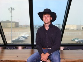 Professional bull rider Dakota Buttar poses for a photo after the announcement that SaskTel Centre will be hosting the Professional Bull Riders Canadian finals in Saskatoon on October 20 and 21.
