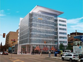 An artist's rendering of World Trade Center Saskatoon, a nine-storey, $50 million office building Canwest Commercial & Land Corp. expects to start construction on in the fall of 2017.