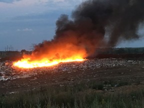 A blaze broke out at a Saskatoon landfill on Saturday.