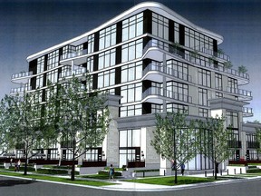 Meridian Development wants to build this seven-storey condominium building in the Nutana neighbourhood where the Faith Alive Family Church now stands at 637 University Drive in Saskatoon. (Meridian Development rendering of project)