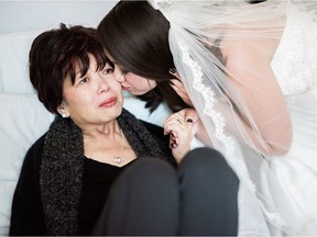 Lexi Verge kisses her mother, Wendy, at Victoria Hospital in Prince Albert. (Photo courtesy Mason Neufeld Photography)