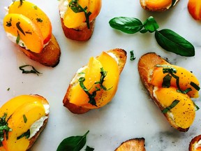 Peach bruschetta shows off the savoury side of the peach.