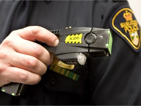 A conducted energy weapon (CEW) — commonly known as a Taser.