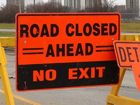 The City of Saskatoon warns motorists the ramp connecting eastbound Circle Drive to Clarence Avenue north of the Stonebridge neighbourhoods will be closed from 7 a.m. to 7 p.m. Tuesday and Wednesday this week. (GORD WALDNER/The StarPhoenix)
