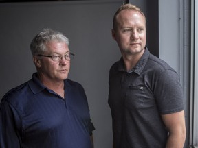 Cole Kachur, right, and Don Best, stepbrother and father to fentanyl victim Kelly Best, spoke about how the family is working to honour Kelly's memory.