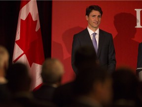 Prime Minister Justin Trudeau speaks at a Laurier Club fundraiser at the Sheraton Holtel in Saskatoon, August 31, 2017.