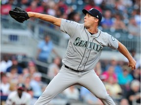 Andrew Albers #63 of the Seattle Mariners throws a first inning pitch against the Atlanta Braves at SunTrust Park on August 21, 2017 in Atlanta, Georgia. (Photo by Scott Cunningham/Getty Images) ORG XMIT: 700012126
Scott Cunningham, Getty Images