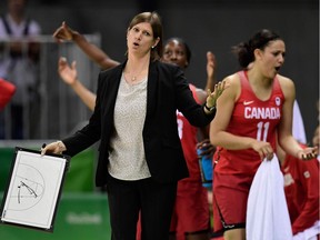 Long-time U of S women's basketball coach Lisa Thomaidis, shown here with Canada's squad at the 2016 Rio Olympics, helped Canada win a second straight gold at the FIBA Americas women's basketball championship