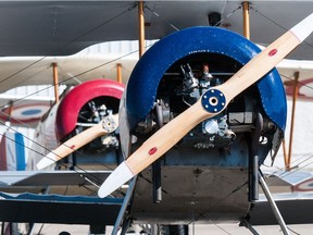 Two of Vimy Flight's replica Nieuport 11s on the tarmac at the Regina airport. The 10-pilot flight will be in Saskatoon this weekend.