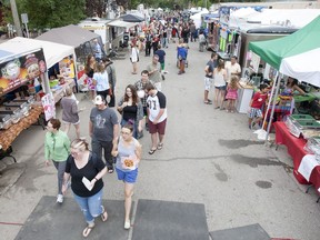 People check out food vendors during the Fringe festival on August 1st, 2015. (LIAM RICHARDS/the StarPhoenix)