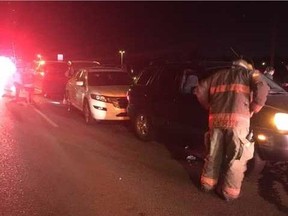 The Saskatoon Fire Department attended to a multiple vehicle collision at approximately 11:20 p.m. Thursday night on the 11th Street exit ramp heading South on Circle Drive. HANDOUT PHOTO