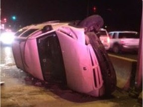 The Saskatoon Fire Department responded to a rollover involving a Dodge Durango on Aug. 2 on Circle Drive. (Photo courtesy Saskatoon Fire Department)