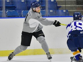 Forward Bradly Goethals is taking his best shot with the Saskatoon Blades.