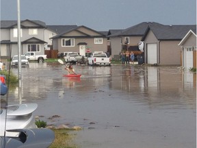 Warman, Saskatchewan experienced flooding after a storm hit the city on Monday evening.