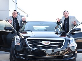 Mitchell and Michael Hrycan are Canada’s only identical twin magic and comedy act: Double Vision Magic. For their celebrity test drive at Wheaton GMC, the twins tried out this carbon black 2017 Cadillac ATS Luxury Sedan.