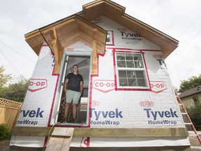 SASKATOON,SK--SEPTEMBER 01 2017- 0901 NEWS TINY HOUSE- Andrew Machnee stands in a tiny home that his company has build in Caswell Hill, Machnee is trying to convince City Council to change the bylaw to allow for more than one units on a lot  in Saskatoon, SK on Friday, September 1, 2017. (Saskatoon StarPhoenix/Kayle Neis)
Kayle Neis, Saskatoon StarPhoenix