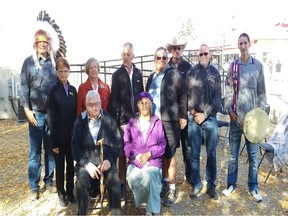 Members of a Friendship agreement between the Beardy's and Okemasis' Cree Nation and the communities of Rosthern, Hague, Hepburn, and Duck Lake, the Village of Laird, and the RM of Rosthern, pose for a group photo following a signing of the agreement on Sept. 30, 2017. Chief Roy Petit, of the Beardy's and Okemasis' Cree Nation will help strengthen relationships between the First Nation and surrounding municipalities.