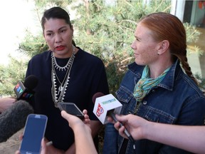 Saskatoon Board of Police Commissioners Chair Darlene Brander (left) announces that the campaign to recruit, select and hire a new Chief of Police is underway in Saskatoon on September 6, 2017.