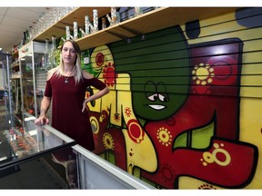 Jessica Playford, an employee at Skunk Funk Smoker's Emporium in Saskatoon, has concerns about inconsistencies between information in the Government of Saskatchewan's survey on recreational pot and what the federal government has said. September 20, 2017.