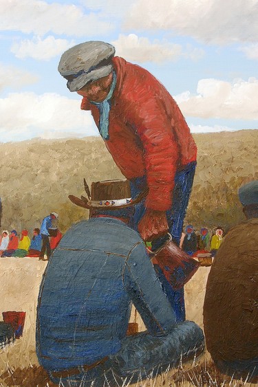 Feast at Little Pine: painting by Allen Sapp, to go with my story on Aboriginal tourism -- Arts, Crafts, and Culture.