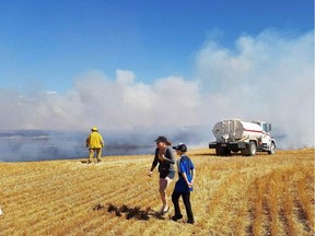 The Lakeland fire department and several farmers are credited for their work saving a local landmark from a brush fire on the Labour Day weekend. An unattended fire left by a camper turned into a large brush fire Saturday at Hanson Hill, an 80-year-old farm built by Palmer Hanson and his father Peter. (facebook photo) (Sept. 7, 2017)