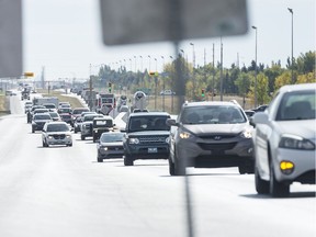 A minivan incorrectly merges with a lane near a construction zone at the Arcola Ave. overpass and the Ring Road. SGI wants the public to understand the correct way to zipper merge.