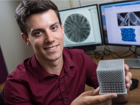 Edward Cyr, inaugural recipient of a McCain Foundation Postdoctoral Fellowship in Innovation at the University of New Brunswick, is working on futuristic applications in 3D printing. The university announced the fellowships, funded by a $1.25 million gift from the foundation, on Tuesday, Sept. 5, 2017.