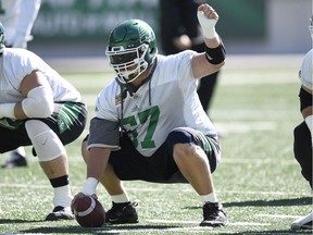 Saskatchewan Roughriders centre Brendon LaBatte practised Wednesday despite twice leaving Friday's game in Hamilton due to injury.