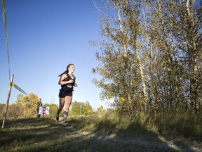 Runners take part in the City high school cross-country championship at Lakewood Park in Saskatoon, October 4, 2017.