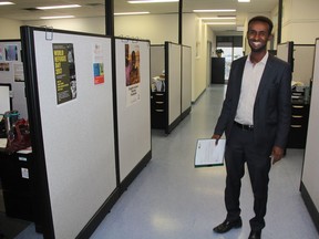 Ali Abukar, Executive Director of the Saskatoon Open Door Society, in the organization's office on Wednesday Oct. 11, 2017. He said the relationship between the Open Door Society and Saskatoon's school divisions has been valuable, as schools are a place where newcomer and refugee children find a strong sense of community. He said it's also a chance for Canadian students to learn more about the diverse cultures that exist in Saskatoon schools. (Morgan Modjeski/The Saskatoon StarPhoenix)
(Morgan Modjeski/The Saskatoon StarPhoenix)