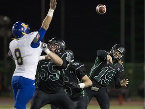 Huskies' quarterback Kyle Siemens, shown during a recent game against UBC, faces a do-or-die match this weekend at Griffiths Stadium.