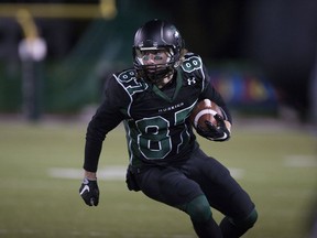 Huskies' receiver Mitch Hillis carries the ball this past weekend against UBC.