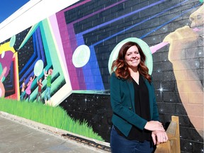 DeeAnn Mercier, executive director of the Broadway Business Improvement District, says one of the ways the organization has been addressing the increase in graffiti is by creating murals in the area, which discourages vandalism, Oct. 17, 2017.