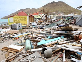 View of destruction in Grande Case, Saint Maarten days after this Caribbean island sustained extensive damage after the passing of Hurricane Irma on September 12, 2017.