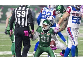 Slotback Bakari Grant is finally over his gaffe at the goal line that cost the Riders a touchdown in Friday's 37-12 win over the Alouettes.
