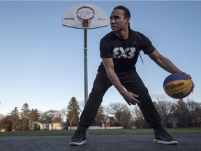 Michael Linklater, who is playing in the FIBA 3x3 World Tour Final in Beijing later this week, stands for a photograph at a outdoor basketball court near his home on October 24, 2017.