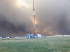 Oct. 17, 2017: A wildfire burns south of Burstall in southwest Saskatchewan. Photo by Jackie Penny