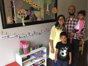Sam Zariwala and Zef Rashid have opened Little Einstein's Montessori School in Saskatoon. Their children are five-year-old Burhan, and two-year-old Zahra. (John Grainger/Saskatoon StarPhoenix)