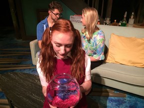 Mackenzie Dawson (from left), Samantha Fairweather and Kaelee Dyck star in Greystone Theatre's Girl in the Goldfish Bowl. (Photo by Stephanie McKay)
Stephanie McKay